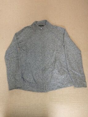 Marc Anthony Gray Wool-Blend Full-Zip Cardigan Sweater